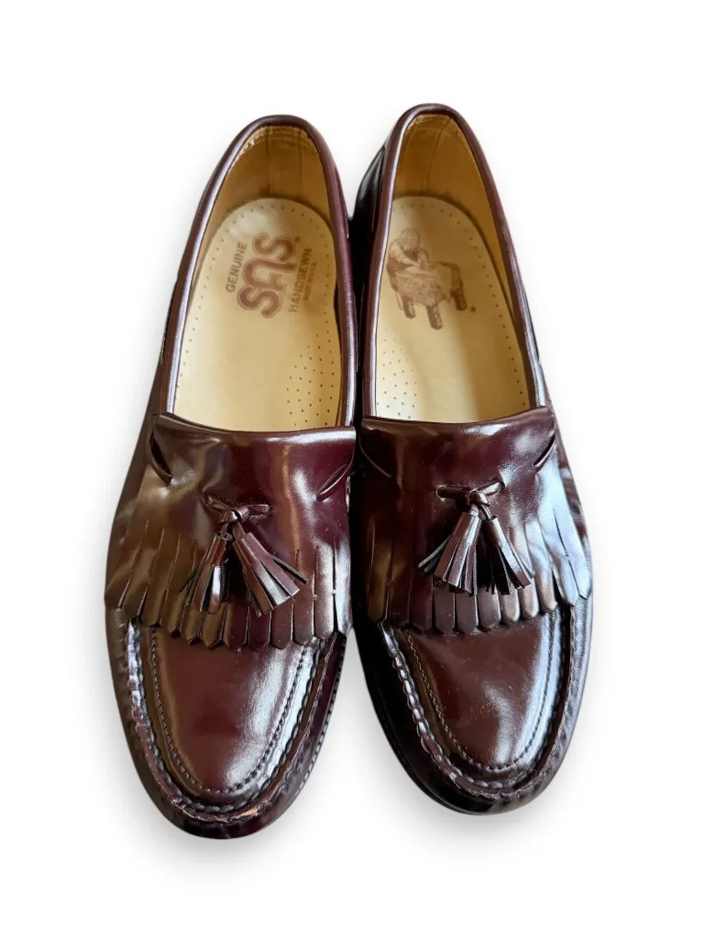 SAS Kiltie Tassel Genuine Leather Loafer Dress Shoes Burgundy Cordovan Men's 9.5